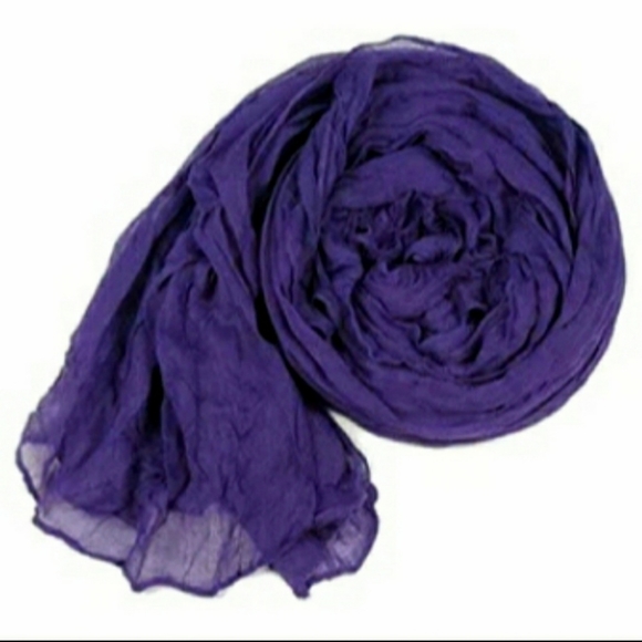 Long Purple Amethyst Crinkle Wrinkle Cotton Linen Scarve Scarves Scarf Scarfs - Picture 2 of 9